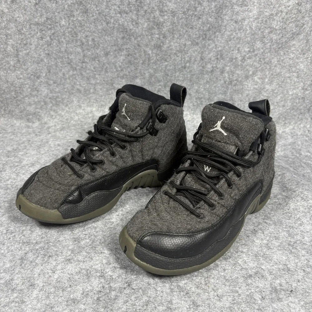 Jordan 12 Retro Wool Dark Grey Black 852626-003 Mens‎ 5.5Y Sneakers